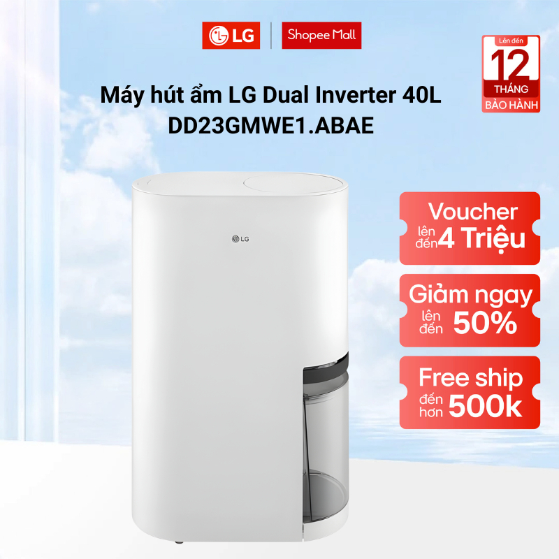 Máy hút ẩm LG Dual Inverter DD23GMWE1.ABAE 40L màu trắng