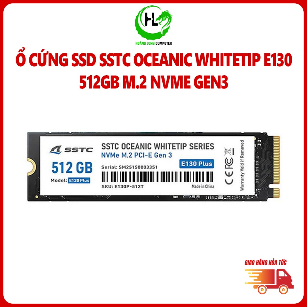 Ổ cứng SSD SSTC Oceanic Whitetip E130 512GB Đọc 2000MB/s Ghi 1800MB/s M.2 NVME Gen 3x4 Chính Hãng