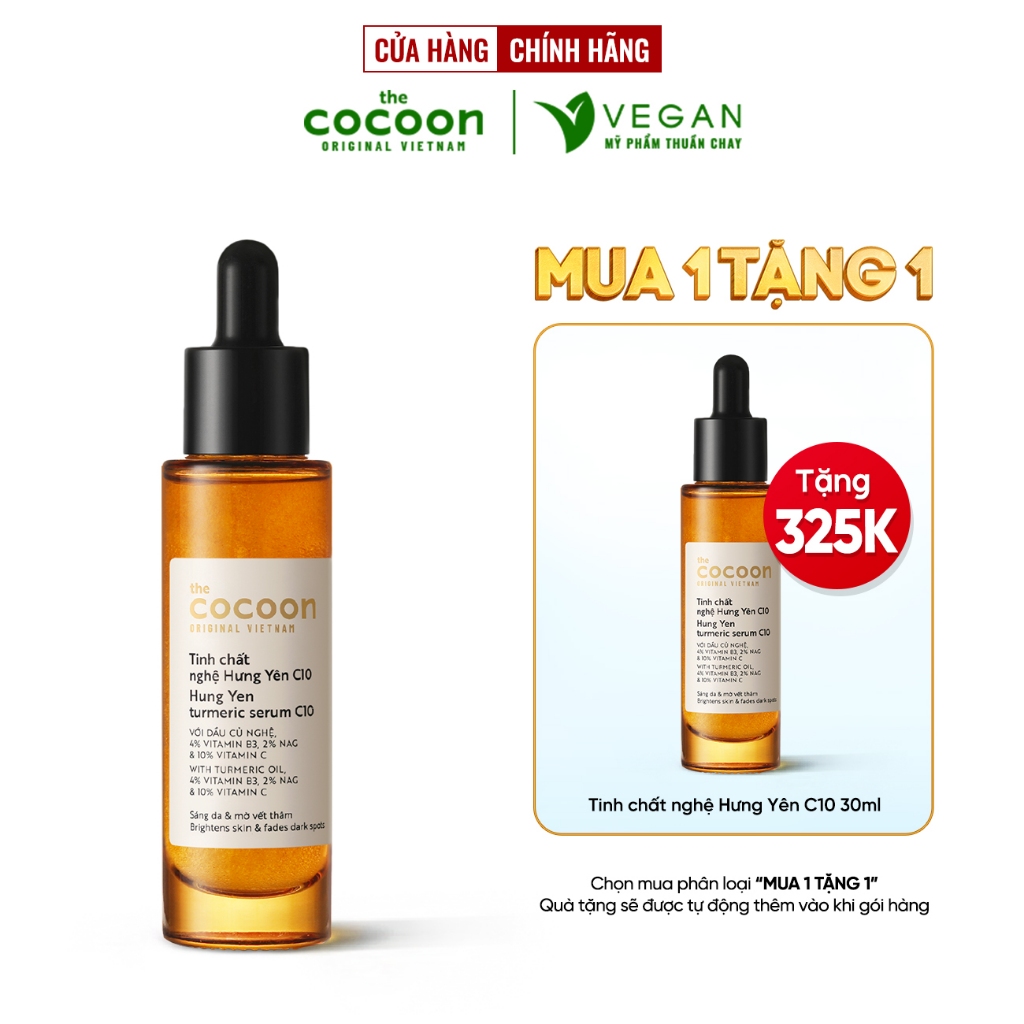 Tinh chất nghệ Hưng Yên 10% Vitamin C cocoon 30ml (turmeric serum) thuần chay