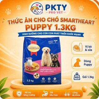Thức ăn cho chó con SmartHeart Puppy 1.3kg – Tăng đề kháng, lông mượt, hạt mềm dễ ăn