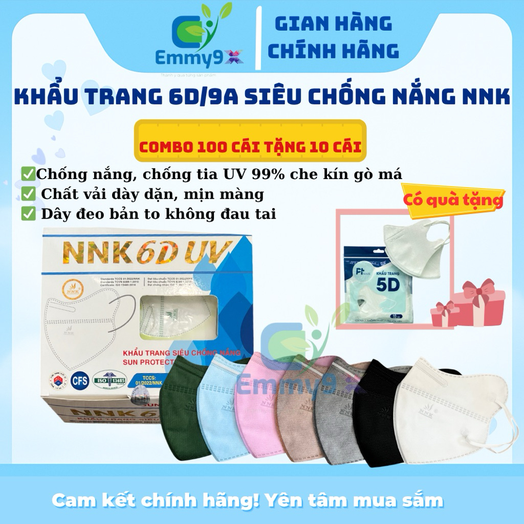 [Combo 100 cái tặng quà] Khẩu trang 9A/6D NNK Che nắng,chống UV NNK