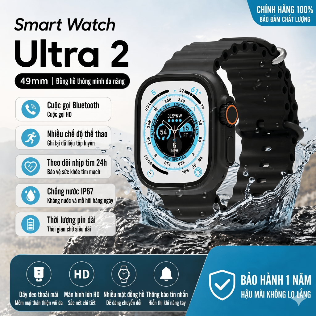 Đồng Hồ Thông Minh T900 Ultra 2 Series 9 Ultra Bluetooth Gọi Chống Nước 49Mm Trò Chơi Relo Dành Cho 