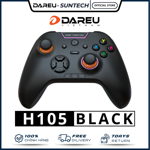 Tay Cầm Chơi Game DareU H105 - Triple Mode (2.4G/Bluetooth/Type-C), LED RGB, Pin Khủng 930mAh, Phím 