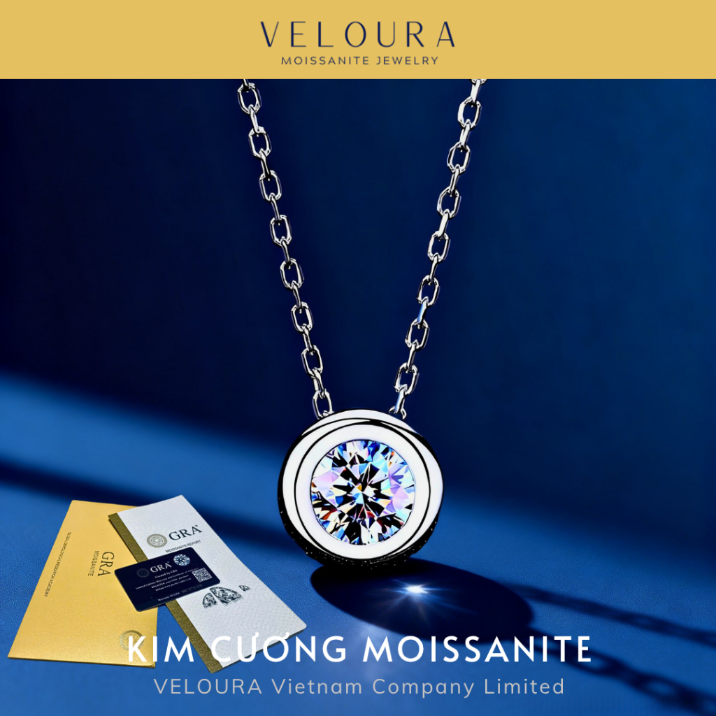 Dây Chuyền Nữ Kim Cương Moissanite 1 Carat - Thiết Kế Bong Bóng Lấp Lánh VELOURA | GRA VJDC009