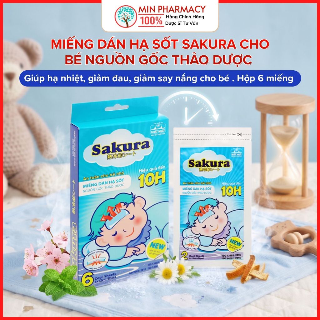 Miếng Dán Hạ Sốt SAKURA Cho bé Nguồn gốc thảo dược - Minpharmacy
