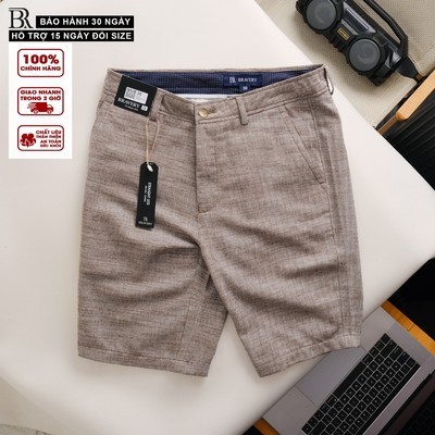 Quần short nam linen Rendo Cacao, mềm mịn dày dặn, thoáng mát, thoải mái, sang trọng - Bravery