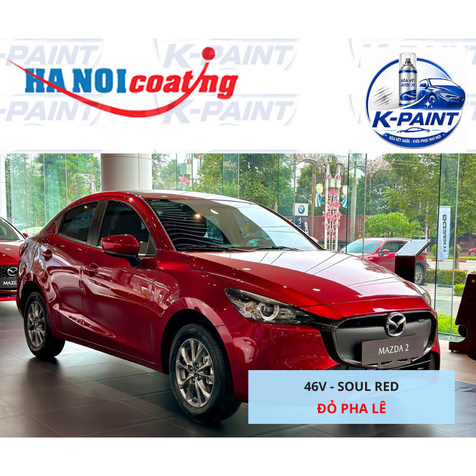 Sơn Xịt Xóa Vết Xước cho xe MAZDA 2 màu ĐỎ PHA LÊ mã màu 46V - SOUL RED chính hãng K-PAINT