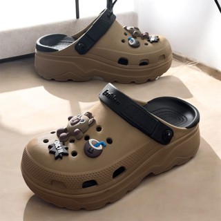 Dép sục nữ đế cao 4cm quai gài charm gấu dễ thương dép bánh mì nhẹ êm chống trượt size 35-41
