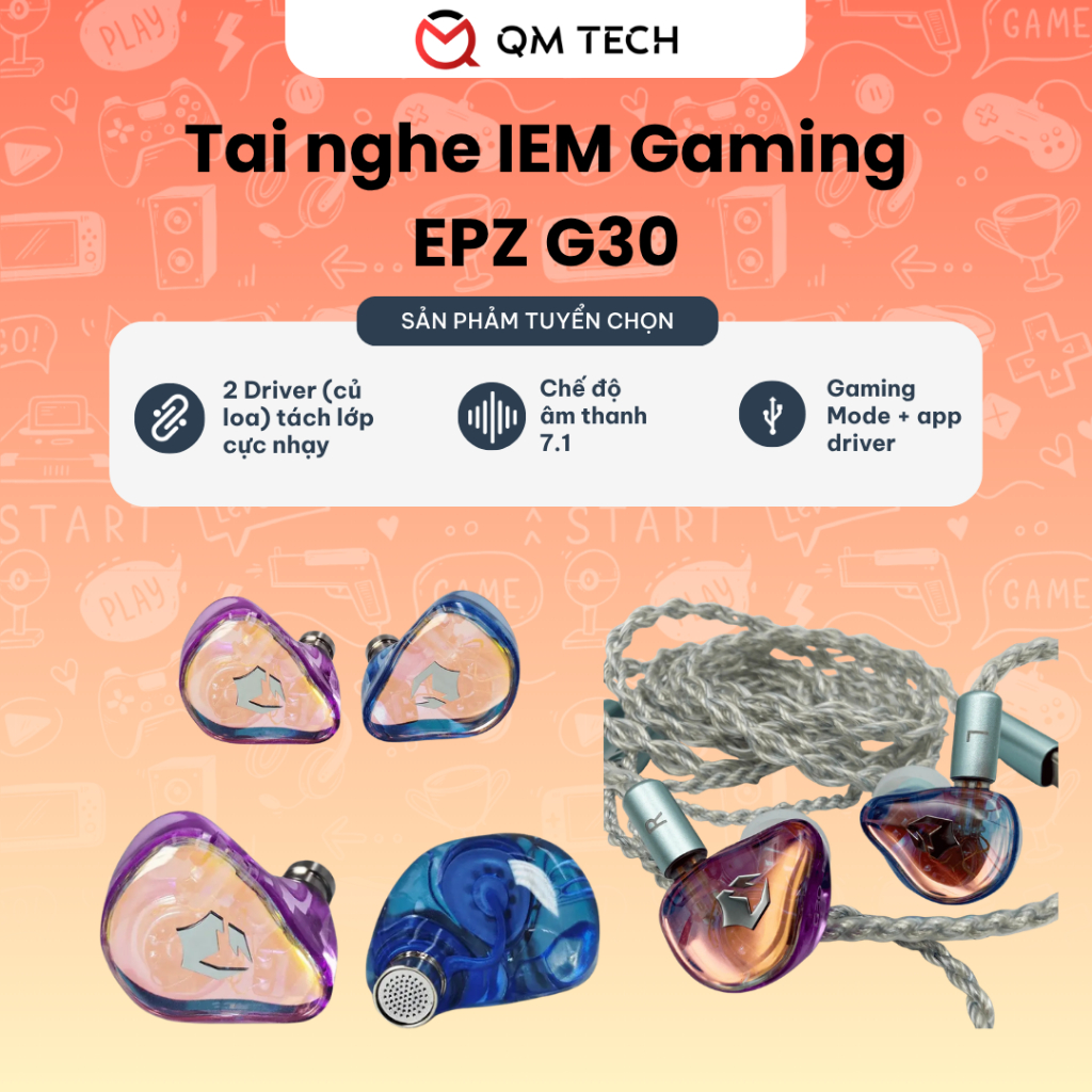 Tai nghe IEM Gaming EPZ G30 có mic chống ồn, app tùy chỉnh | QMTECH STORE