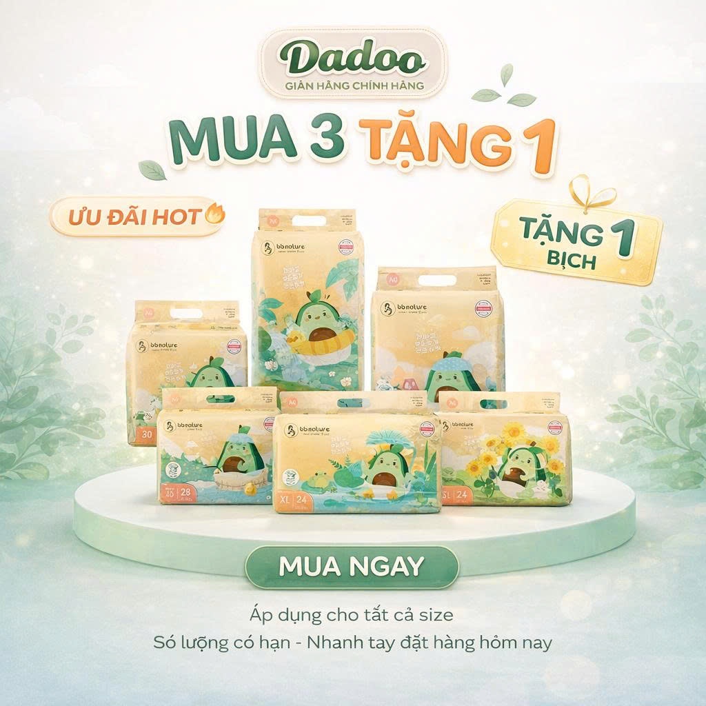 Bỉm BB NATURE bản cũ - BB NATURE care plus COMBO 3 tặng 1 Cho Bé