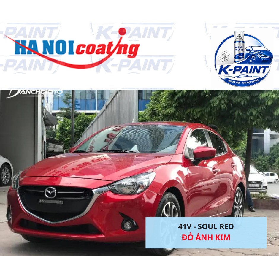 Sơn Xịt Xóa Vết Xước cho xe MAZDA 2 màu ĐỎ ÁNH KIM mã màu 41V - SOUL RED chính hãng K-PAINT
