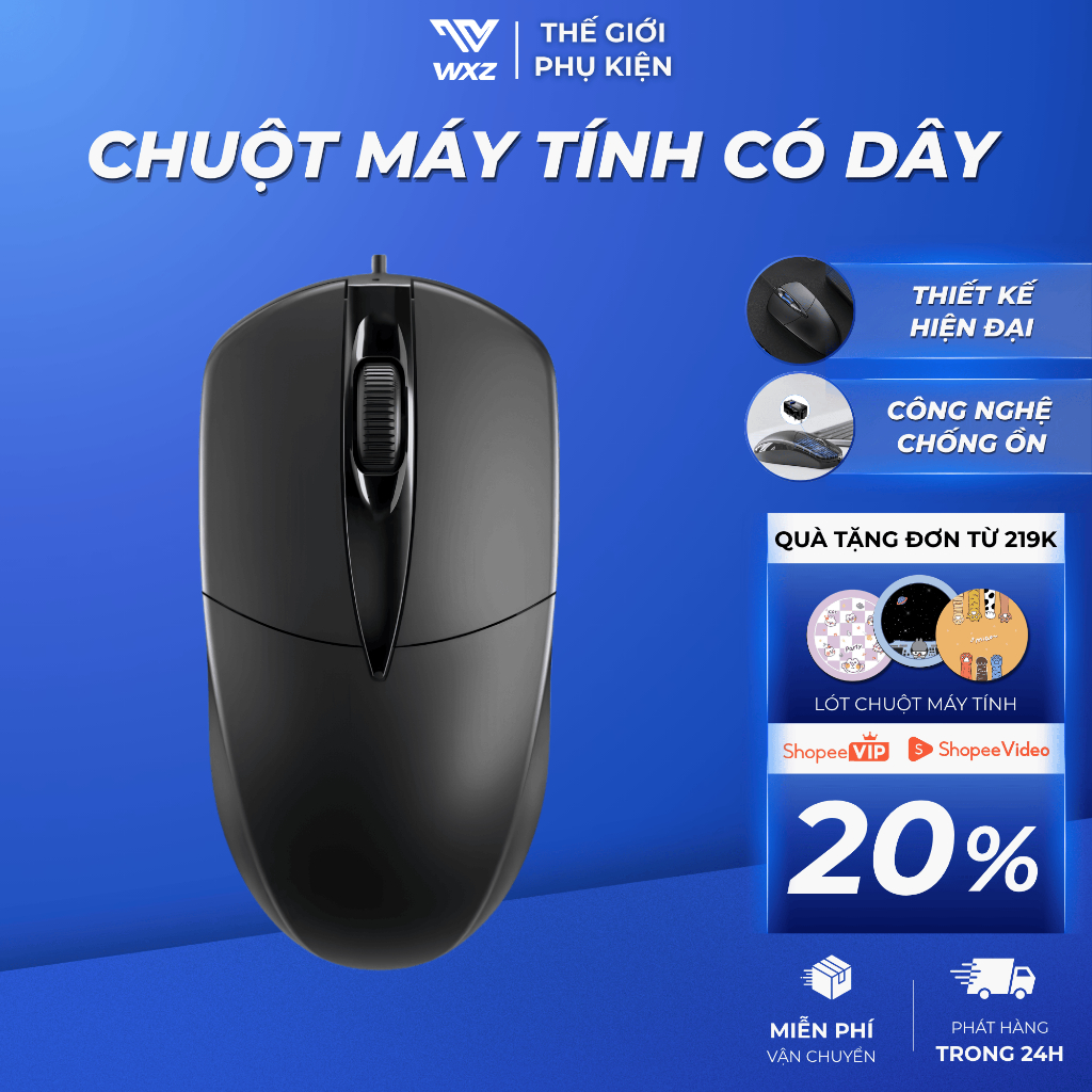 Chuột Máy Tính Có Dây M1 Silent Click Êm 1200 DPI Kết Nối USB Thiết Kế Hiện Đại Dùng Làm Văn Phòng | BigBuy360 - bigbuy360.vn