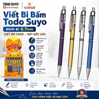 HỘP 12 Cây Viết Bi Bấm Todo Suyo Ngòi Bi 0.7mm, Mực Xanh Của Đức, Mực Đều, Viết Êm Trơn, Bút bi G-Star chính hãng