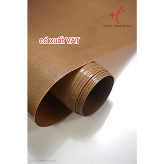 Vải chịu nhiệt Teflon màu nâu PTFE fabric (có keo và không keo)