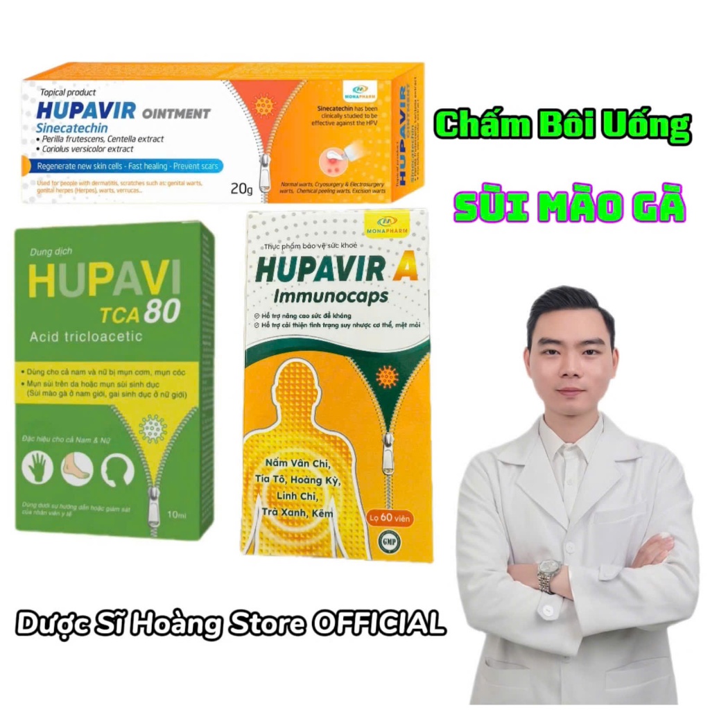 [Che Tên SP] Chấm Bôi Uống SMG Hupavir TCA 80, Hupavir Ointment 20g, HupavirA Immunocaps 60 Viên Tăn