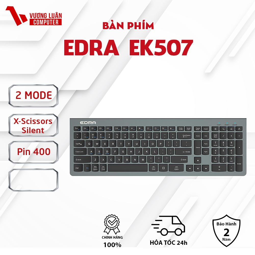 Bàn phím văn phòng EDRA EK507 Không dây Chính Hãng Full.Vat