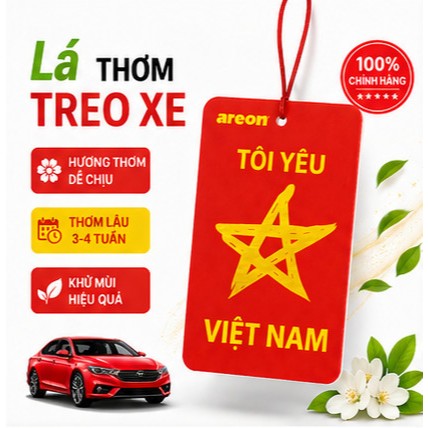 LÁ THƠM AREON TÔI YÊU VIỆT NAM Treo Xe - Hương Coffee, Summer Dream, Provocative Cao Cấp Chính Hãng
