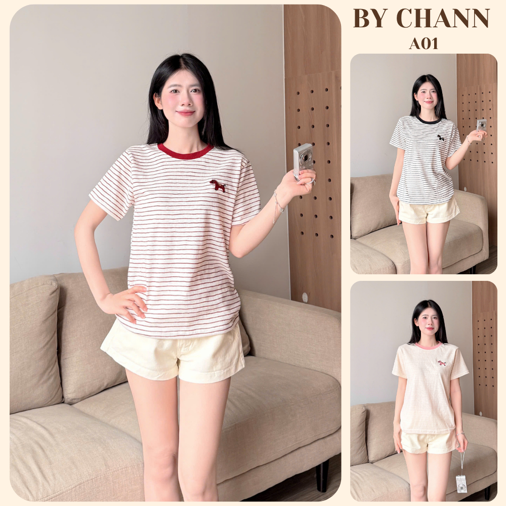 Áo Babytee BY CHANN (A01) chất liệu thun giấy áo thun kẻ sọc cho nữ