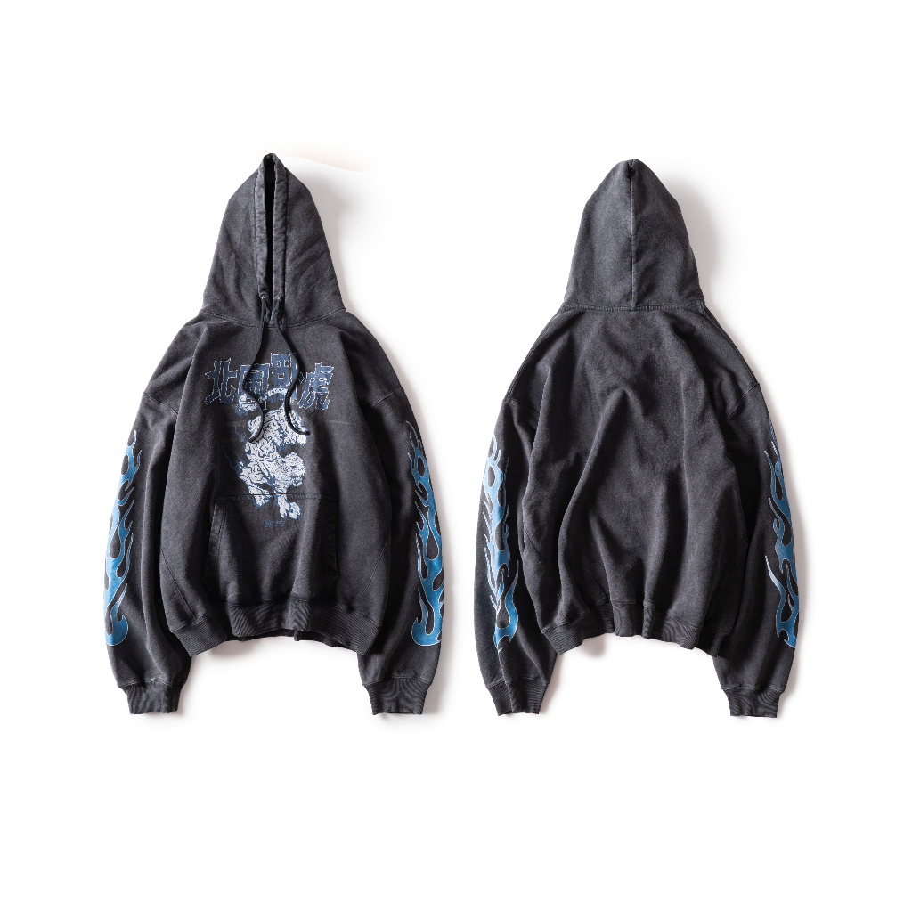 TIGER FLAME WASHED HOODIE