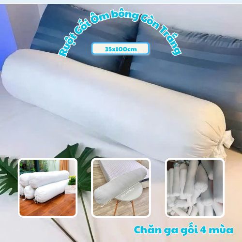 Ruột Gối Ôm kích thước 35x100cm ruột ôm trắng bông gòn tinh khiết có dây rút 2 đầu