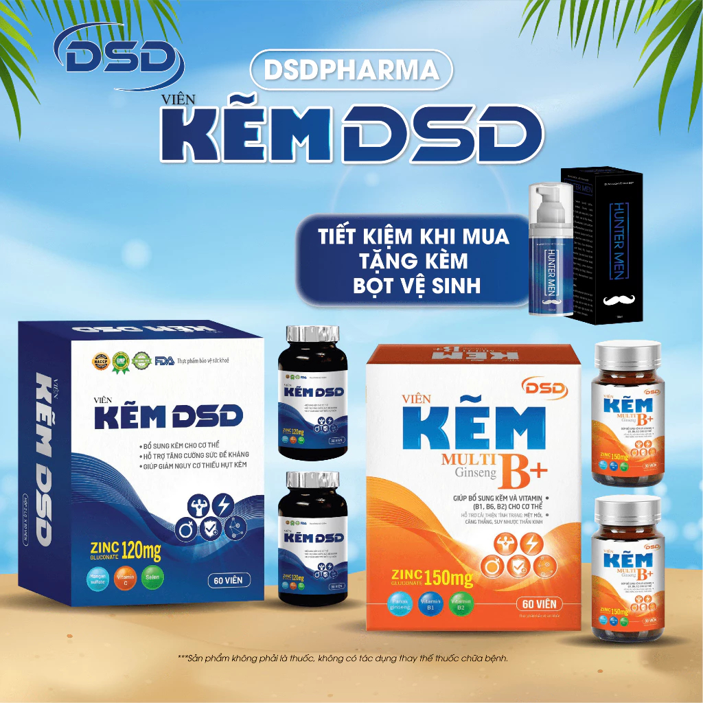DSDPHARMA Kẽm DSD 30 Ngày 60 Ngày - Viên uống DSD bổ sung Kẽm Biozinc - Tăng cường sinh lực