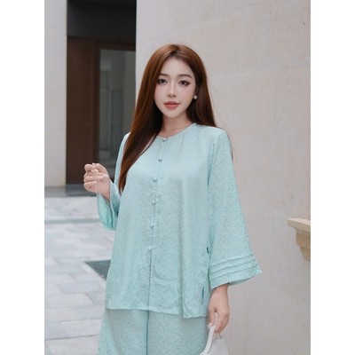 YU CHERRY | Set đồ xanh ngọc nữ pháp phục tết phù hợp đi chùa GRACEFUL PEACE SHIRT YA528 (SET PHÁP PHỤC THANH NHÃ)