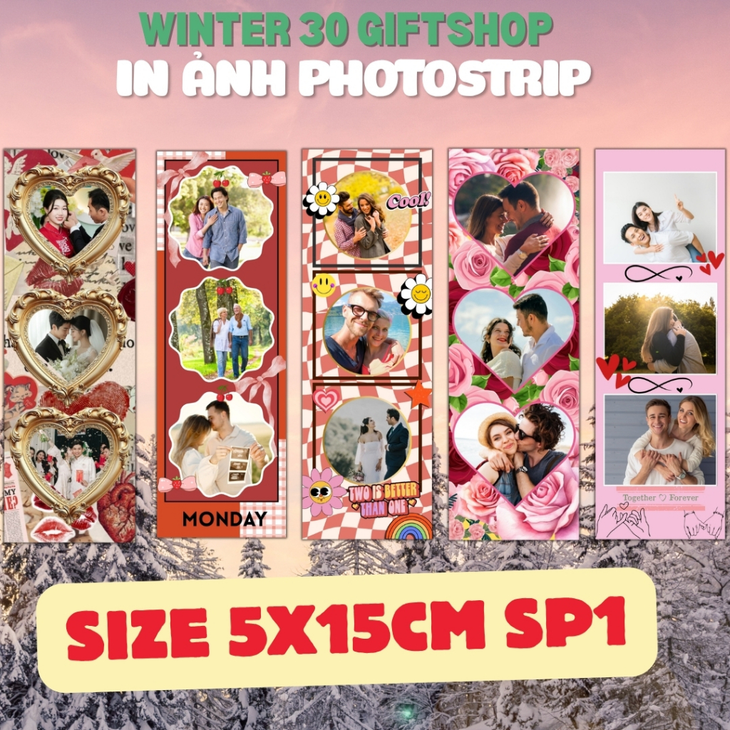 In Photostrip Nam Châm 3 Ảnh Bạn Bè Tình Yêu Theo Yêu Cầu - Hình Photo Strip Tặng Sleeve -SP1