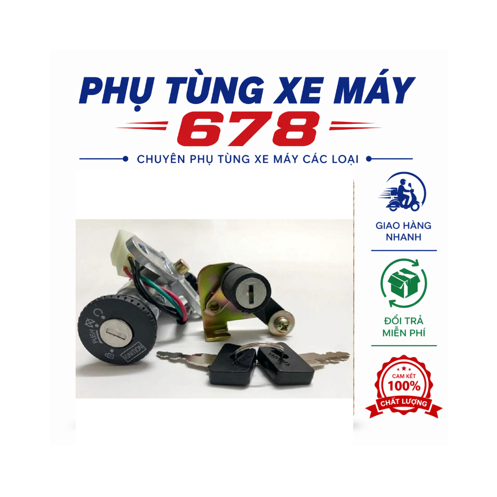 Bộ Ổ Khoá Xe Sirius 50cc, Sirius Tàu (4 Dây) Hàng Cao Cấp