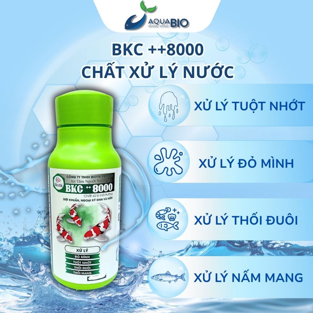 BKC ++8000 - Xử lý đỏ mình, tuột nhớt, thối đuôi, thối mang cá.