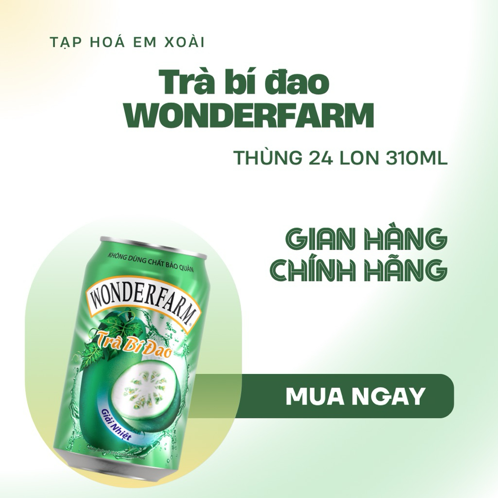 [ Trà ] Thùng 24 Lon Trà Bí Đao WONDERFARM 310ml