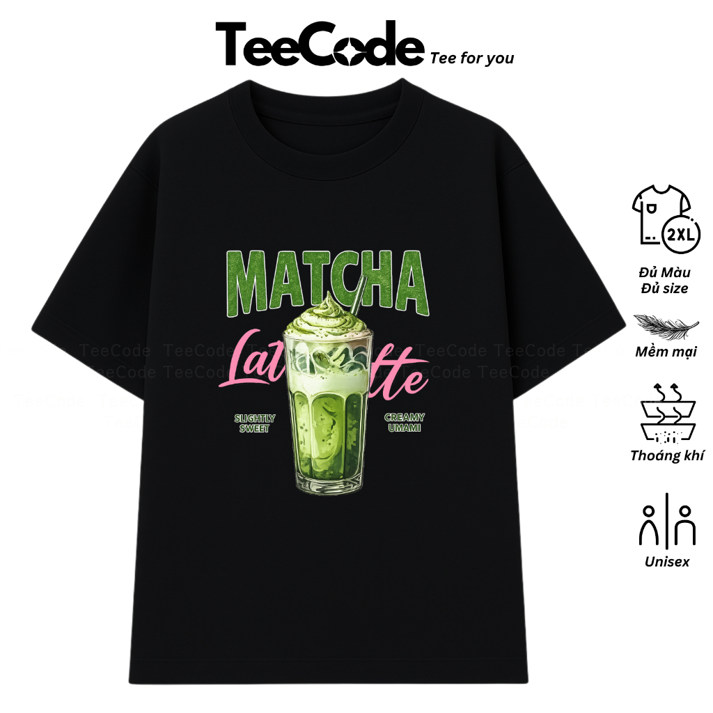 Áo Thun In Hình Ly Matcha Latte Hài Hước Form Rộng Nam Nữ Unisex Local Brand Teecode