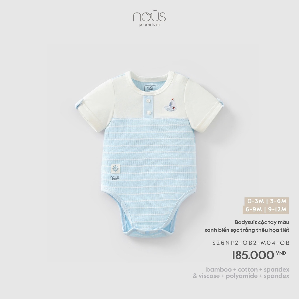 Nous Premium Bộ Bodysuit Body Liền Cộc Vải Mềm Mịn Thoáng Mát Dễ Thương Cho Bé Trai VÀ Bé Gái Size T