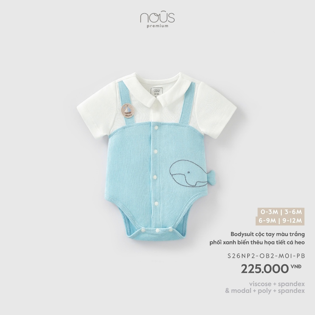Nous Premium Bộ Bodysuit Body Liền Cộc Vải Mềm Mịn Thoáng Mát Dễ Thương Cho Bé Trai VÀ Bé Gái Size T