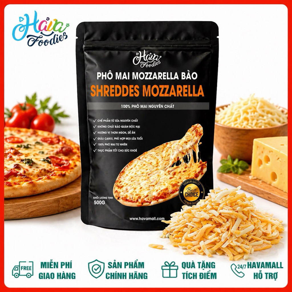 [CHỈ GIAO HCM] Phô Mai Mozzarella Bào Sợi 40% – Mozzarella Shredded Cheese