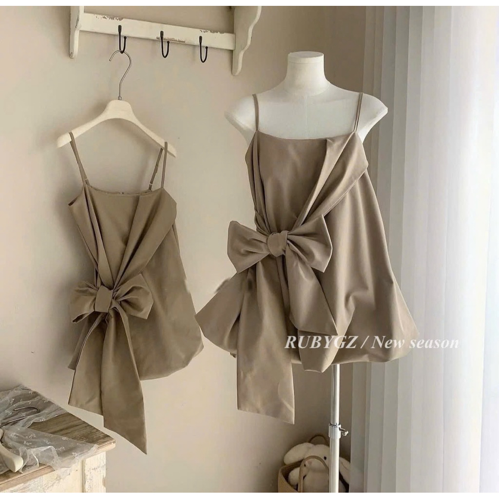 Váy 2 dây thô hàn buộc nơ eo Noma Studio