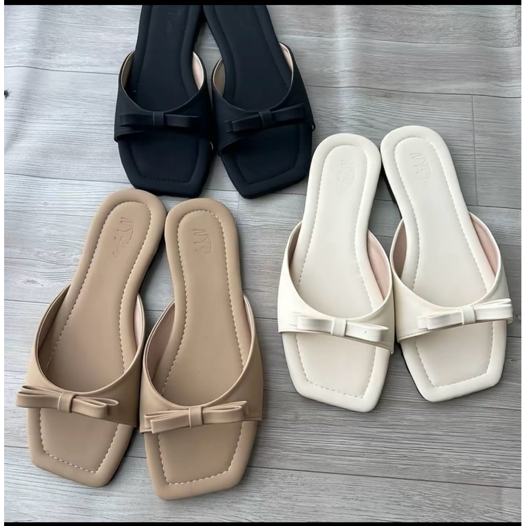 Dép BẢNG NƠ TẦN  mũi vuông chất da lụa êm chân size 35-39 giày dep Hnstore