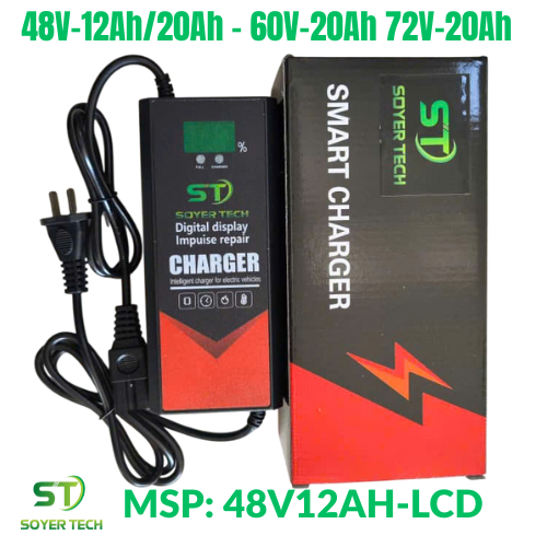 Sạc xe đạp điện 60v 20Ah- Bộ Sạc xe đạp điện 60v 20Ah Mẫu Mới Loại Tốt có LED báo sạc