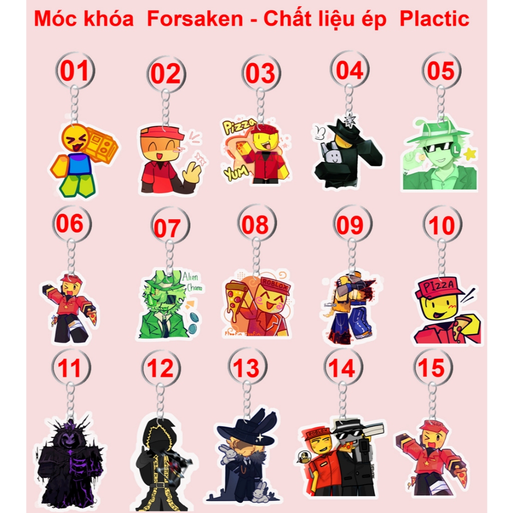 Móc khóa Forsaken chance Dusekkar Taph Two Time Shedletsky Elliot Veeronica Slasher Guest 666 Builde