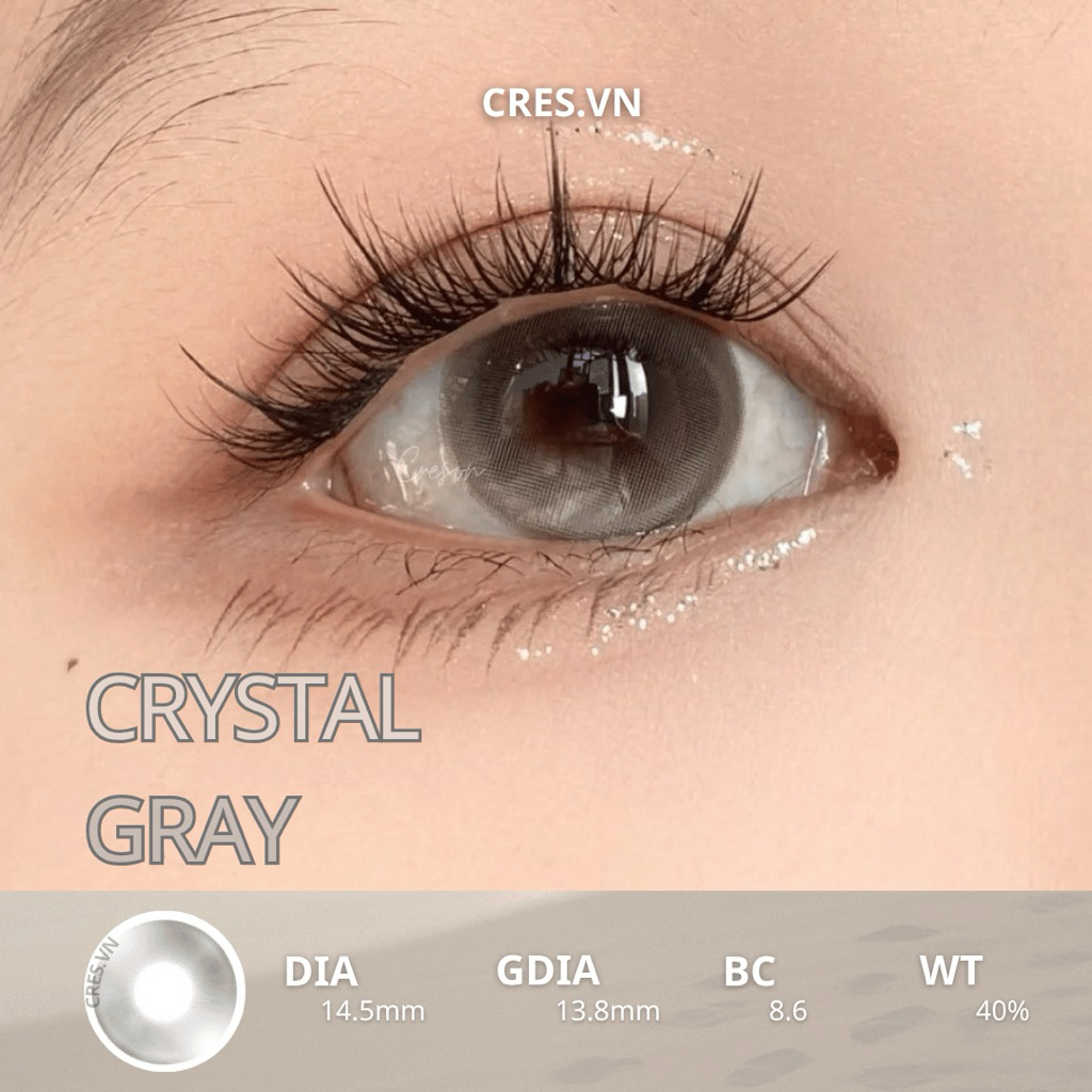 [ Buy 2 Get 1 ] CRYSTAL GRAY l Lens CRES tone Douyin mắt ướt Best Seller 14.5MM