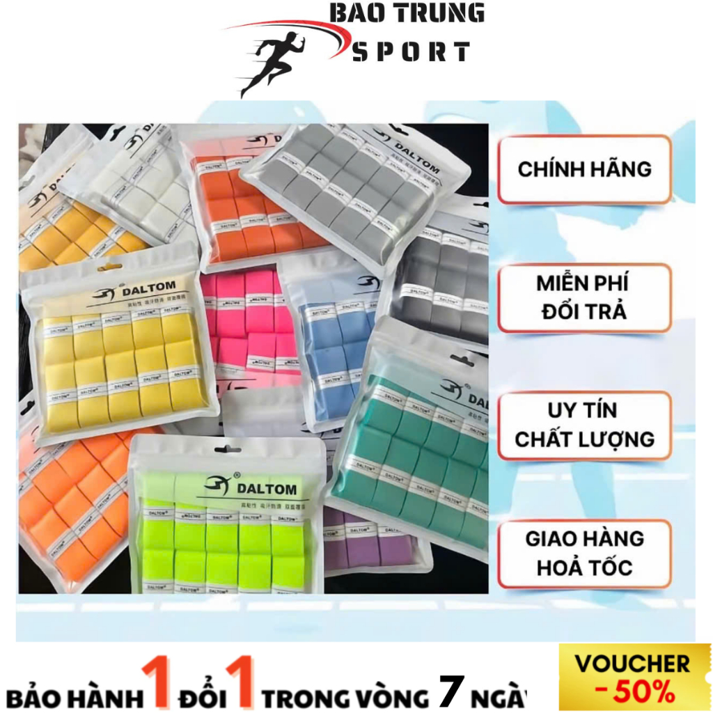 COMBO Quấn Cán Daltom 2 Lớp Quấn Vợt Pickleball,Cầu Lông,Tennis Êm Tay,Bám Tay,Thấm Hút Mồ Hôi