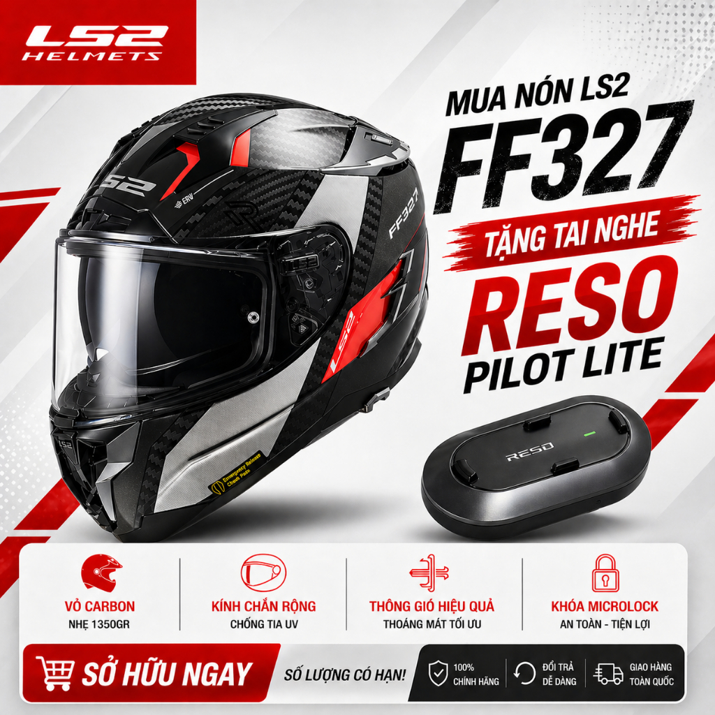 Mũ Bảo Hiểm Fullface LS2 FF327 Challenger Carbon Hai Kính ECE 22.05 Đi PKL Chính Hãng
