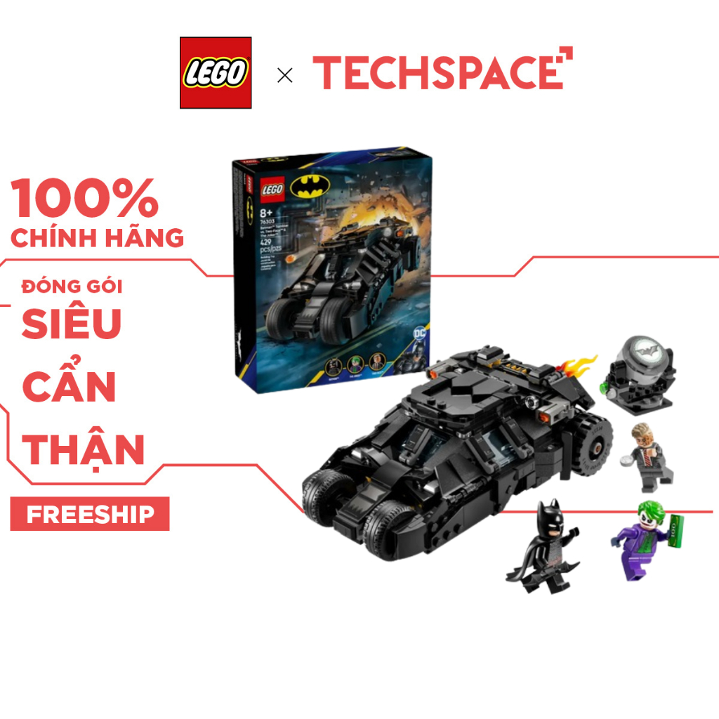 Bộ Mô Hình LEGO SUPERHEROES Batman Tumbler vs. Two-Face & The Joker #76303