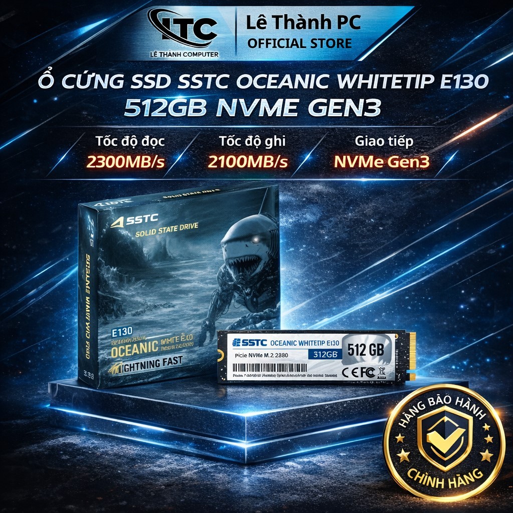 Ổ cứng SSD SSTC Oceanic Whitetip E130 512GB NVMe Gen3 ( Bảo hành 36 tháng  )