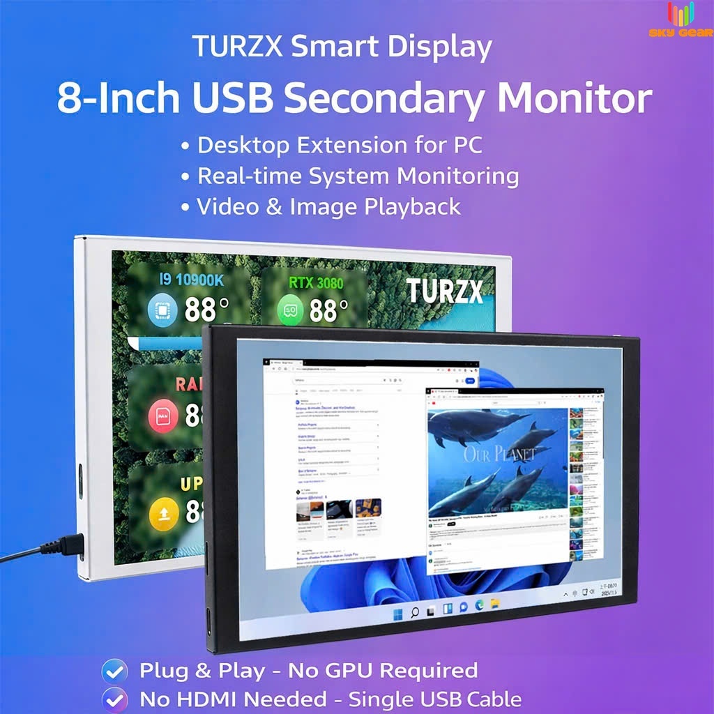 Màn hình hiển thị thông số máy tính 8 Inch IPS  - Không cần AIDA64