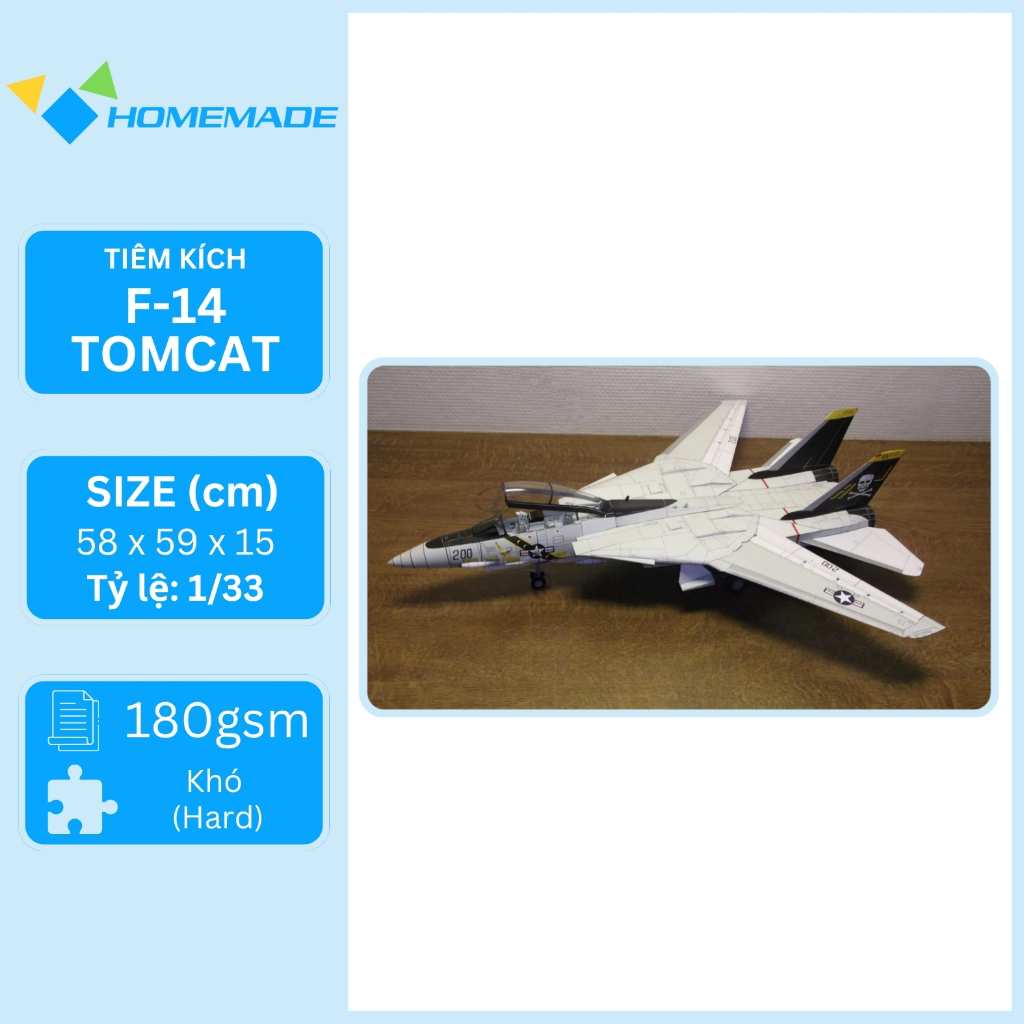 Bộ Kit Mô Hình Giấy Máy Bay Tiêm Kích F-14 Tomcat