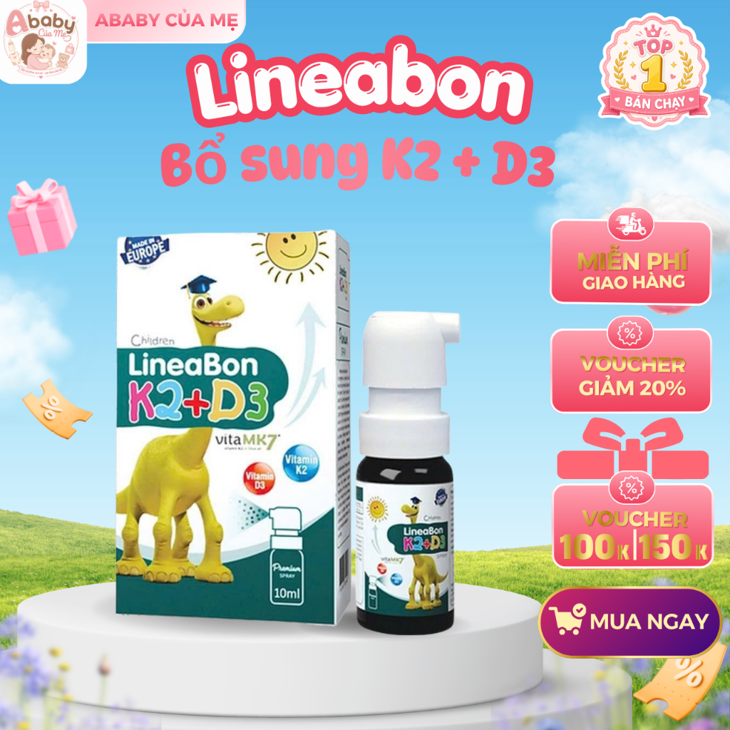 [Dạng xịt]Lineabon k2 d3 bổ sung d3 k2 giúp hấp thu canxi hiệu quả, cải thiện mật độ xương, giúp xươ