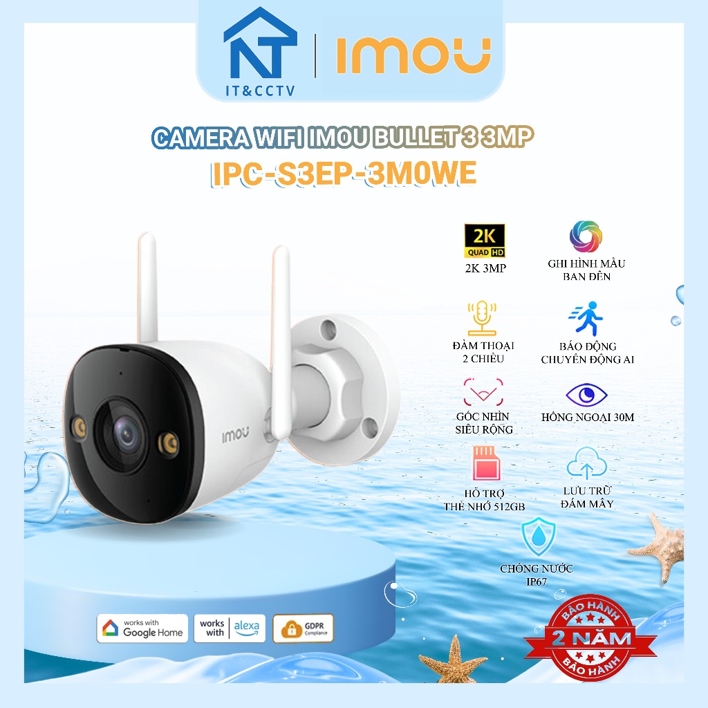 Camera An Ninh Ngoài Trời Imou Bullet 3 3MP / 5MP – IPC-S3EP-3M0WE / IPC-S3EP-5M0WE Full Color – WiF