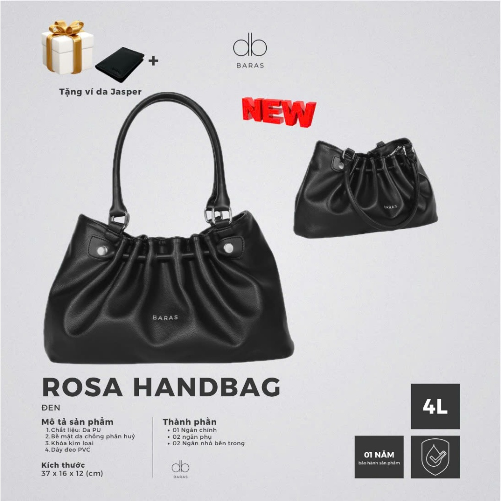 Túi xách da nữ Rosa Handbag thời trang - BARAS VIETNAM - Túi xách nữ đeo vai