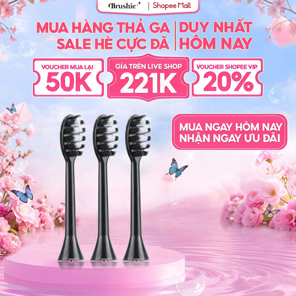 [GIÁ 219K TẠI LIVE SHOP] Set 3 đầu bàn chải thay thế cho bàn chải Brushie Ultra Plus, LIS