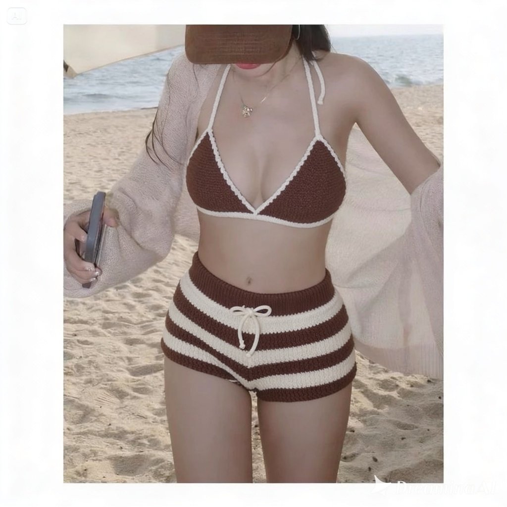 Set bikini len đi biển, quần đùi áo buộc dây nữ tính, quần mặc tại nhà mẫu hè 2026, giá rẻ tại xưởng | BigBuy360 - bigbuy360.vn